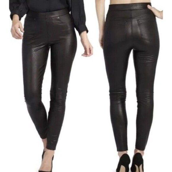 SPANX Leather Like Ankle Skinny Pant Luxe Black Size Large Petite NWT - Picture 8 of 8